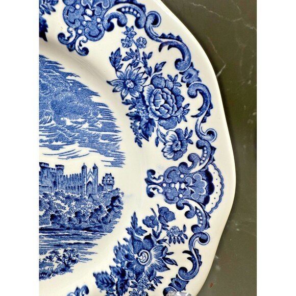 Staffordshire Blue & White Windsor 9” Castle English Plate by Unicorn - Picture 9 of 17
